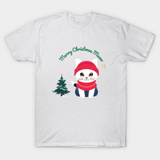 merry christmas meow T-Shirt by Cat Lover Store